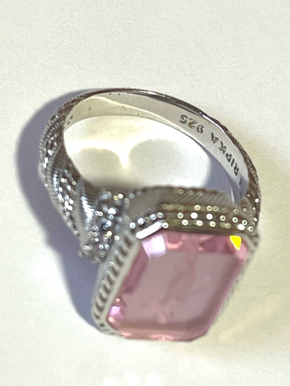 Judith Ripka Pink Crystal Cameo Ring in Silver Tone - Picture 2 of 16